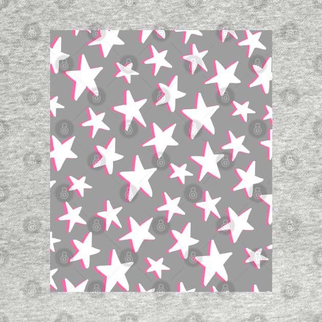 White and Pink Stars Pattern by OneThreeSix